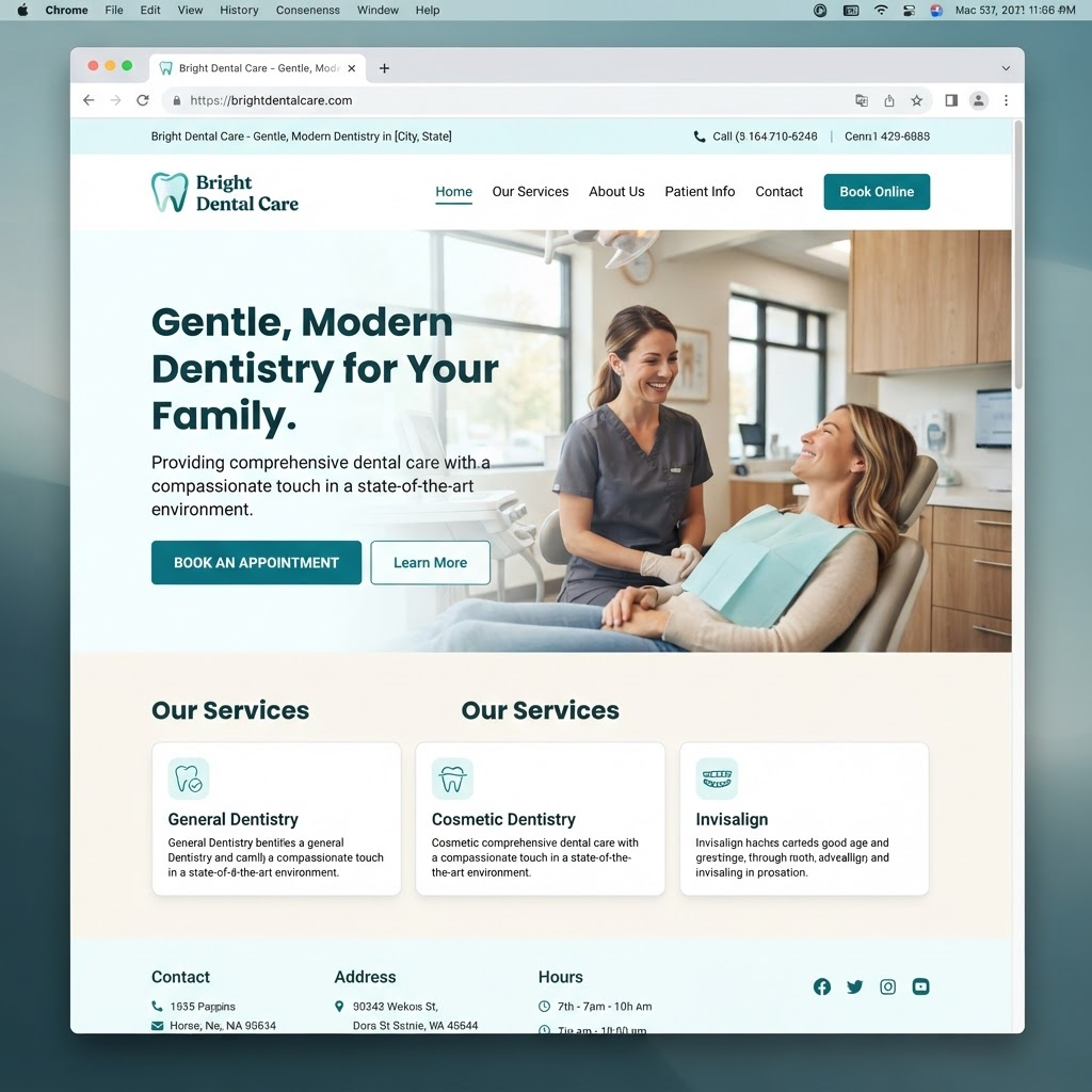 Bright Smile Dental website mockup