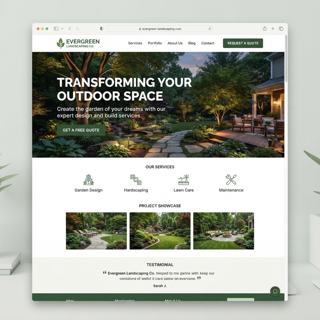 Evergreen Landscaping website mockup
