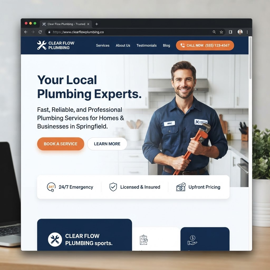 Rapid Response Plumbing website mockup